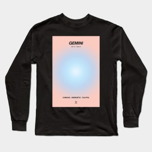 Gemini Zodiac Sign Aura Gradient Long Sleeve T-Shirt